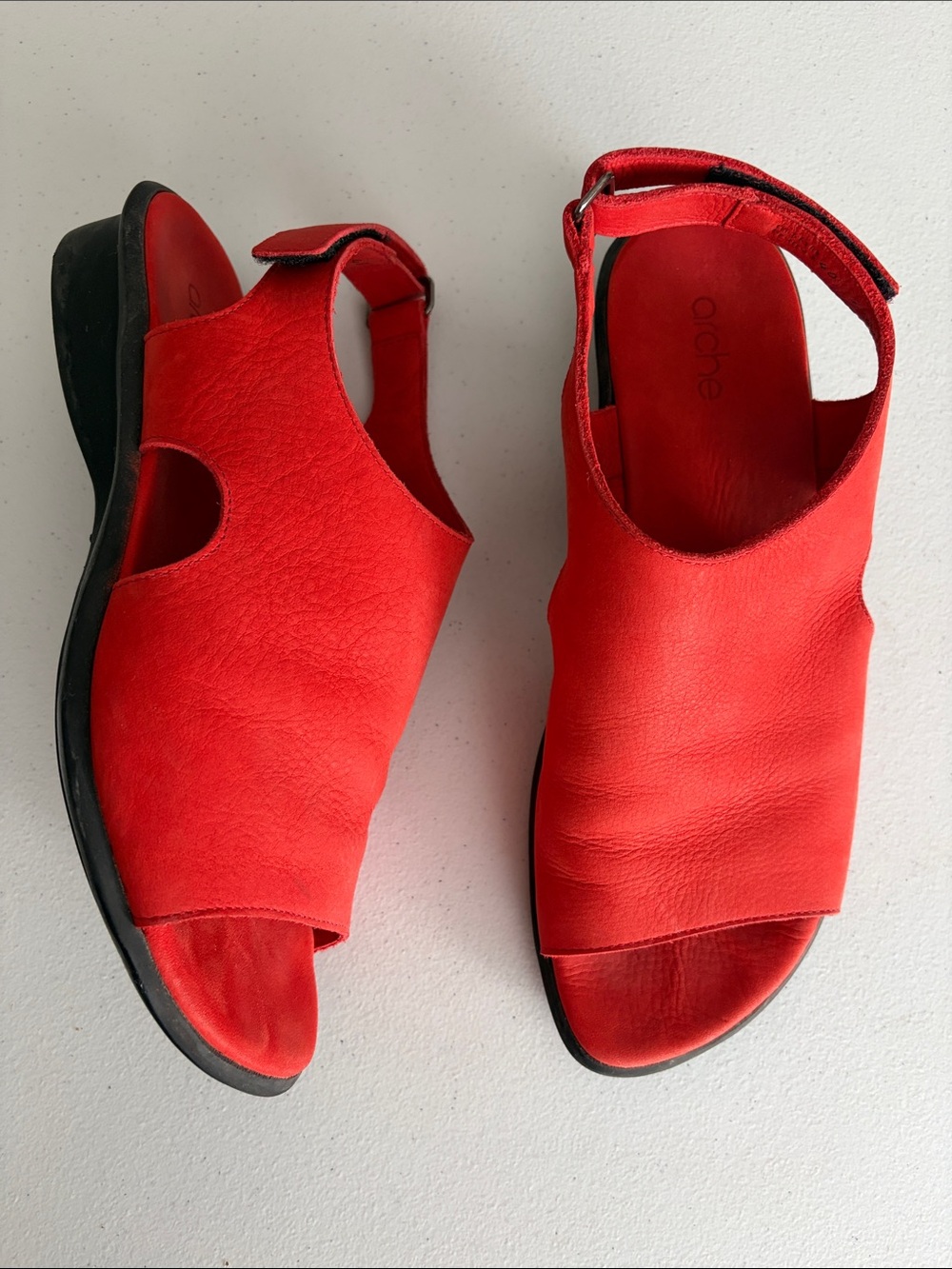 Arche France Red Nubuck Leather Open Toe Slingback Comfort Sandals EU 40 (US 9)